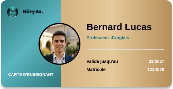 Exemple Carte d'enseignant