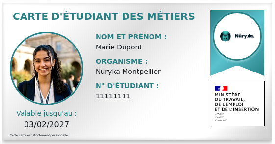 Carte etudiant metier