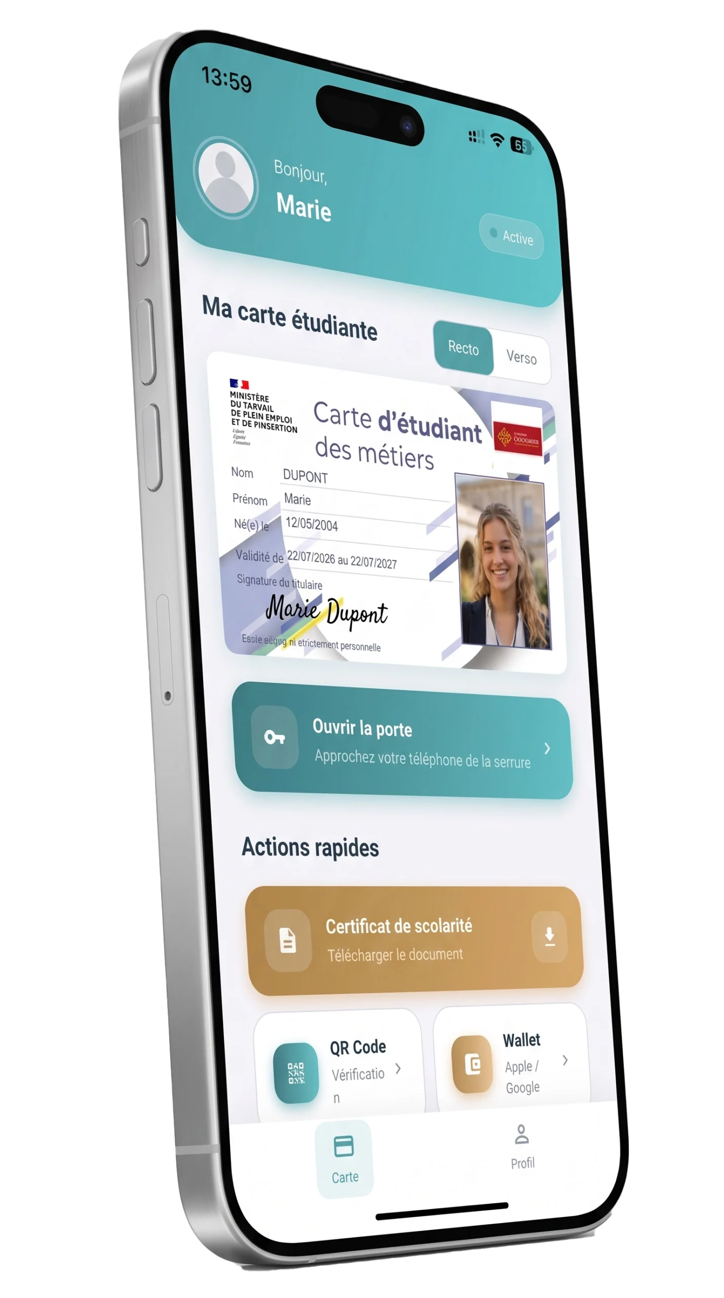 Capture écran application accès salto